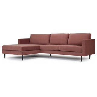 Lyon 3 personers sofa m. chaiselong | Rødt stof